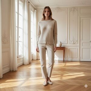 J. Crew Extra Soft Crewneck Sweater Heather Oatmeal Tan Small